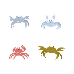 Cute crab in Scandinavian style on a white background. Vector hand drawn kids illustration. Sea ocean. Underwater world