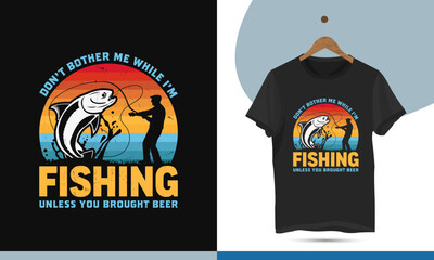 Vintage retro color fishing t-shirt design template.