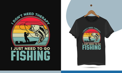 Vintage retro color fishing t-shirt design template. Colorful fishing vector illustration.