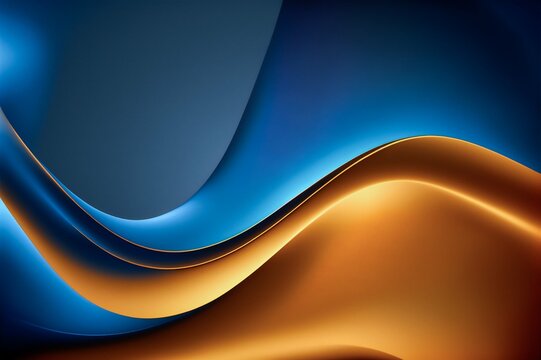 Blue gold moving smooth waves. Abstract lines. Lix gradient. Expensive wallpapers
