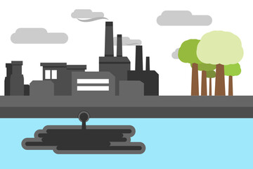 Environment and waste disposal plant vector illustration - obrazy, fototapety, plakaty