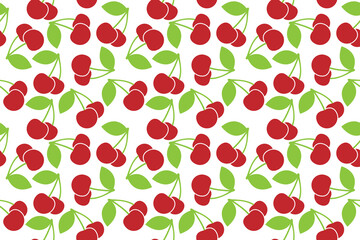 Cherry fresh fruit seamless abstract pattern on white background vector design