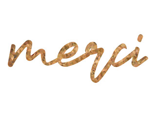 Merci Card. Hand Written Lettering for Title, Heading, Photo Overlay, Wedding Invitation, Thank You Message.