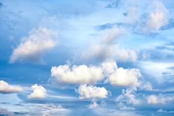 Beautiful clouds sunset light on blue sky with pink hues in asia on Bali island