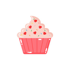 icon cupcake with cream and heart. vector illustration