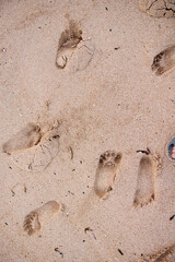 Footprints on the sand of the ocean, texture for a layout