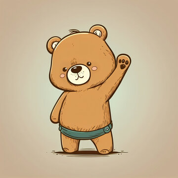cartoon of a teddy bear wearing a diaper isolated Generative Ai