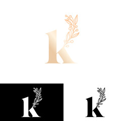 beauty flower logo monogram K boutique salon initial Letter Designs templates