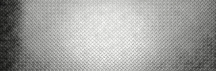 Tuinposter Diamond plate metal background. Brushed metallic texture. 3d rendering © Thaut Images