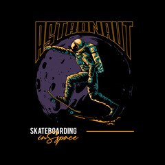 skater astronaut streetwear t-shirt design