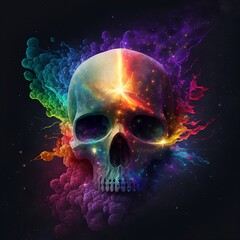 Death's star in space, colorful, generative AI