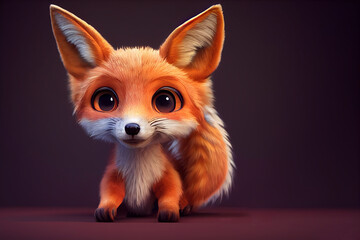 Obraz premium Cute 3d fox illustration