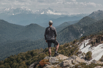 Fototapeta premium hiker on top of mountain