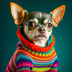 Portrait of a fashion dog illustartion, trendy and funny art. Generative AI