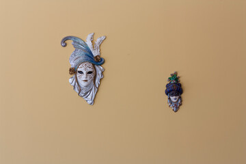 Venice carnival mask on wall photo - obrazy, fototapety, plakaty