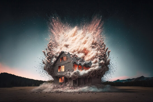 exploding house