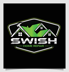 Home repair logo design template, with emblem and badge. 