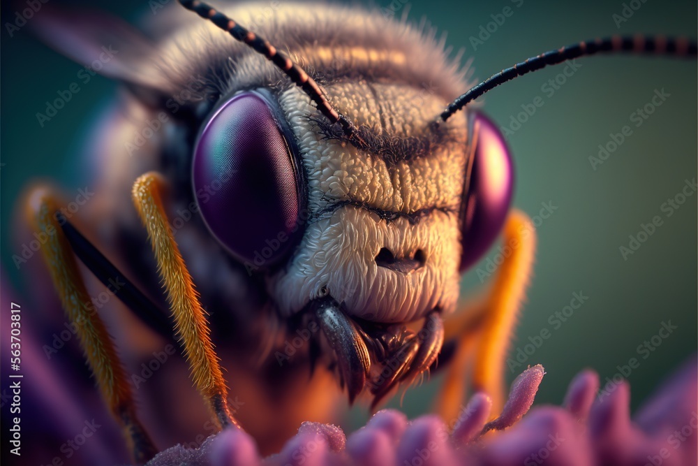 Aufkleber a close up of a fly on a flower with a blurry background of the image in the background is a blurry 