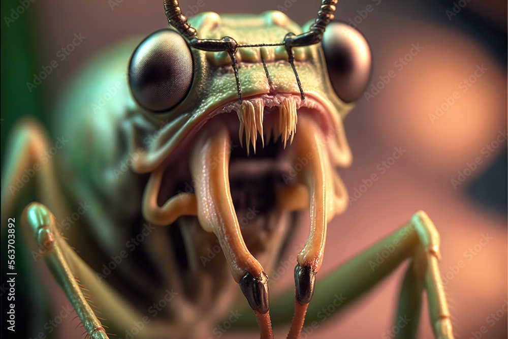 Aufkleber a close up of a bug with its mouth open and teeth wide open with its mouth wide open and tongue out 
