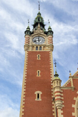 Fototapeta premium The tower of the historic Gdańsk Central Station building (built 1900, one of the oldest in Poland)