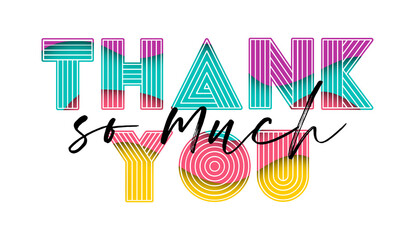 Thank You So Much Card. Hand Written Lettering for Title, Heading, Photo Overlay, Wedding Invitation, Thank You Message.