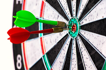 Dartboard with arrows.Darts game.Successful game.National English game.Target.