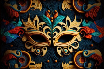 Amazing and beautiful carnival masks to use as background. Fun time. Generative AI