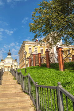 Descending the stairs in the ancient Russian town of Myshkin