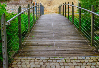 wooden bridge in the park, Laaber, Germany 