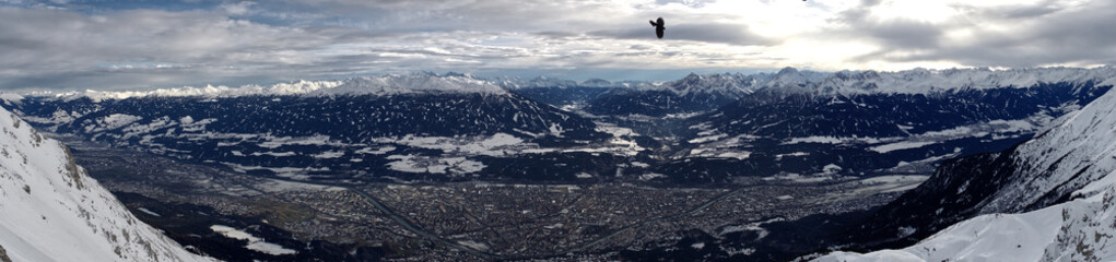 Alpine mountain landscape in panorama