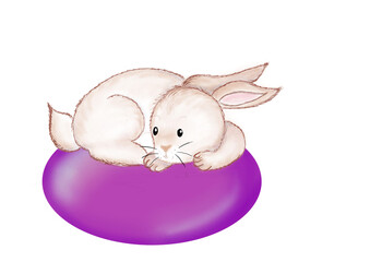 Osterhase auf einem pinken Ei