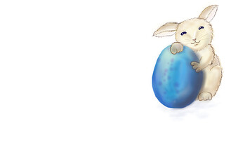 Osterhase mit blauem Ei