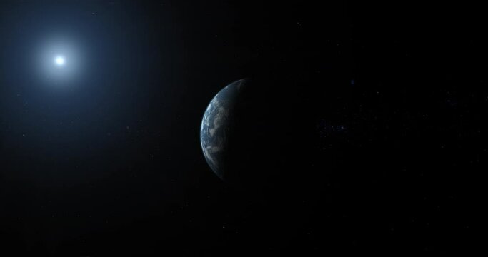 Exoplanet Kepler 22b and blue star in the outer space