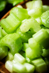 Slices of juicy celery. Macro background. 