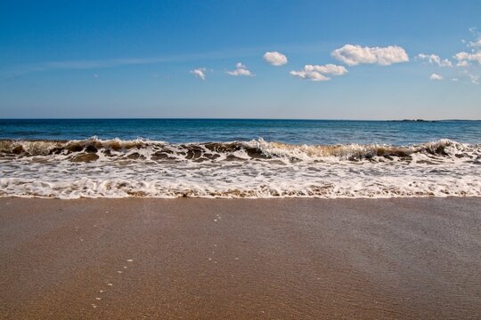 A wave flowed onto the beach at Kennington beach.