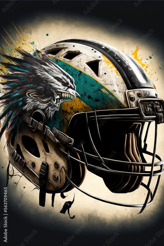 Poster a football helmet with an eagle on it and a helmet with a helmet on it with a helmet on it and a hel