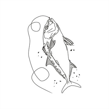 recommend clip art: monochrome lineart illustration of a hooked samsons fish