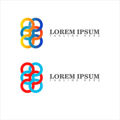 Interlocking circles logo design, teamwork vector, sports symbol