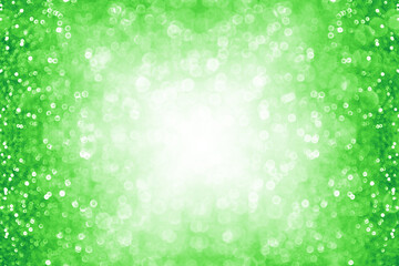 Green white glitter sparkle confetti St Patrick’s Day background, birthday fun explosion, kid party border
