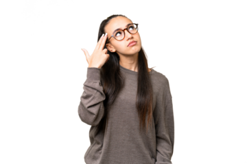 Young Arabian woman over isolated chroma key background with problems making suicide gesture