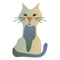 Cat. Drawn cartoon cat. Sitting hand drawn cat. Vector illustration