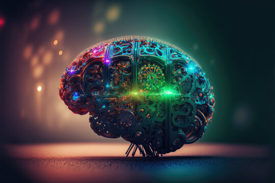 Human brain looking like a tree with organic and vegetal parts