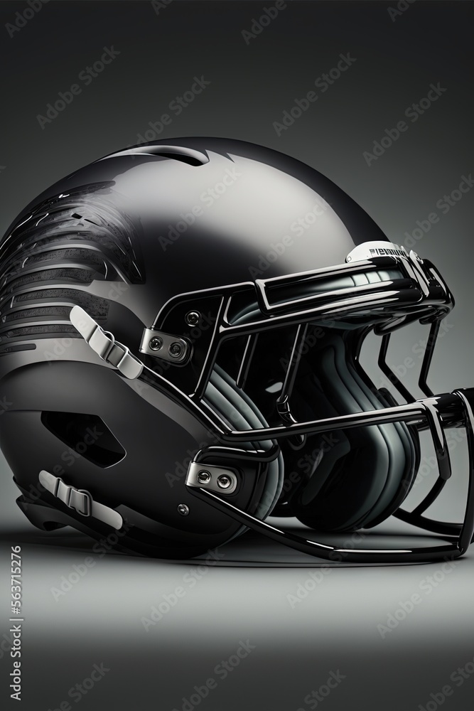 Poster a football helmet is shown on a gray background with a shadow effect behind it and a shadow effect b