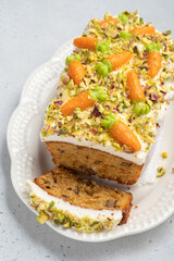 carrot loaf cake with walnuts