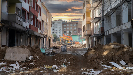 Earthquake in Turkey. Ruined houses after a massive earthquake in Turkey. 