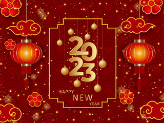 Naklejka premium Free vector 2023 new year occasion red banner with text space