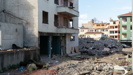 Earthquake in Turkey. Ruined houses after a massive earthquake in Turkey. 