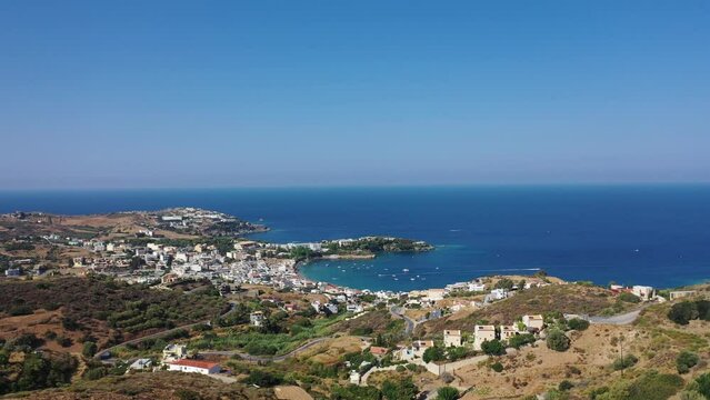 Paleochora, crete island, greece: city of palaiochora with view mountains and lybian sea
