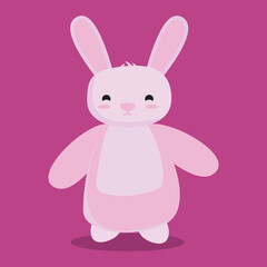 Pink Bunny, Cute Pink Bunny, Pink Bunny Illustration, Pink Bunny Flat Style Vector Illustration