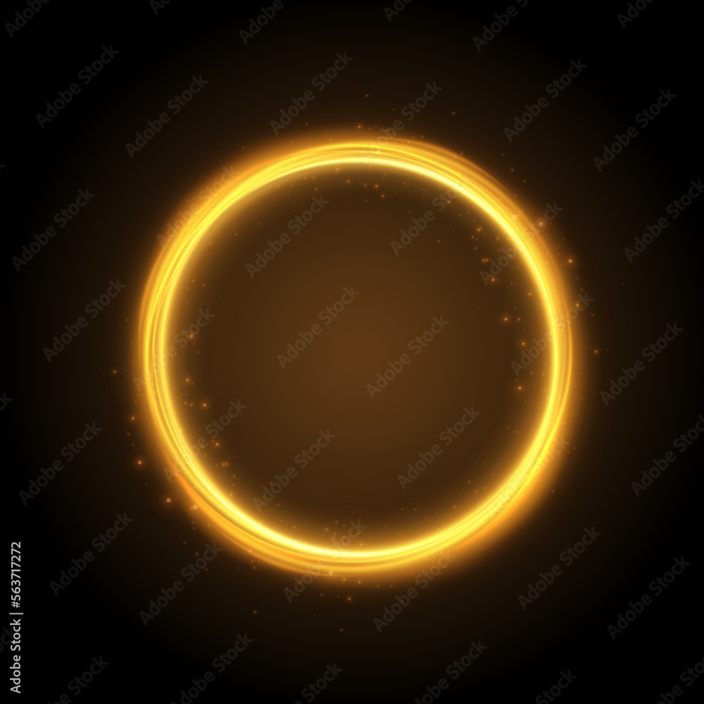 Aufkleber Light gold circle. Round golden line light effect. Glowing golden circle with neon effect. PNG frame for web design and illustrations vector	

